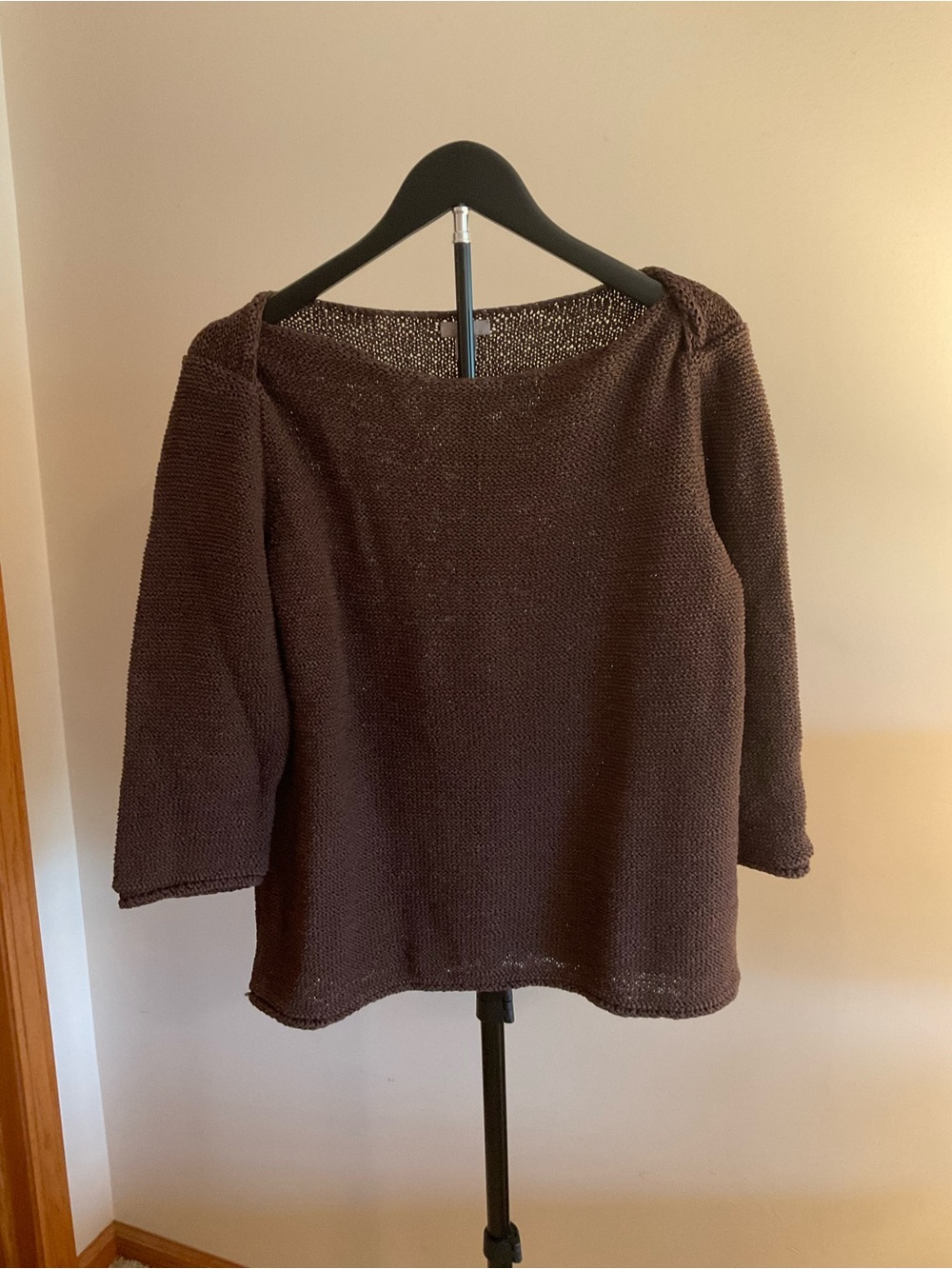 J. Jill Chocolate Brown Knit Boatneck Sweater Size Large